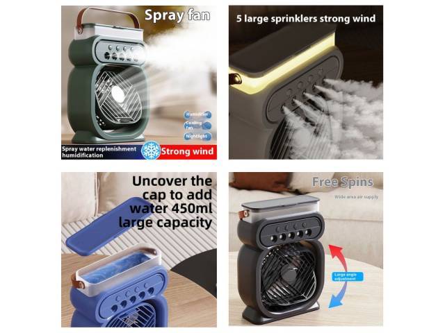 Ventilador Humidificador con Luz Portátil